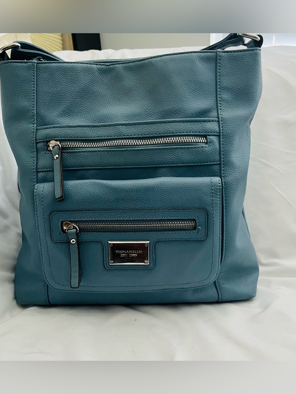 Tignanello Blue Leather Shoulder Bag